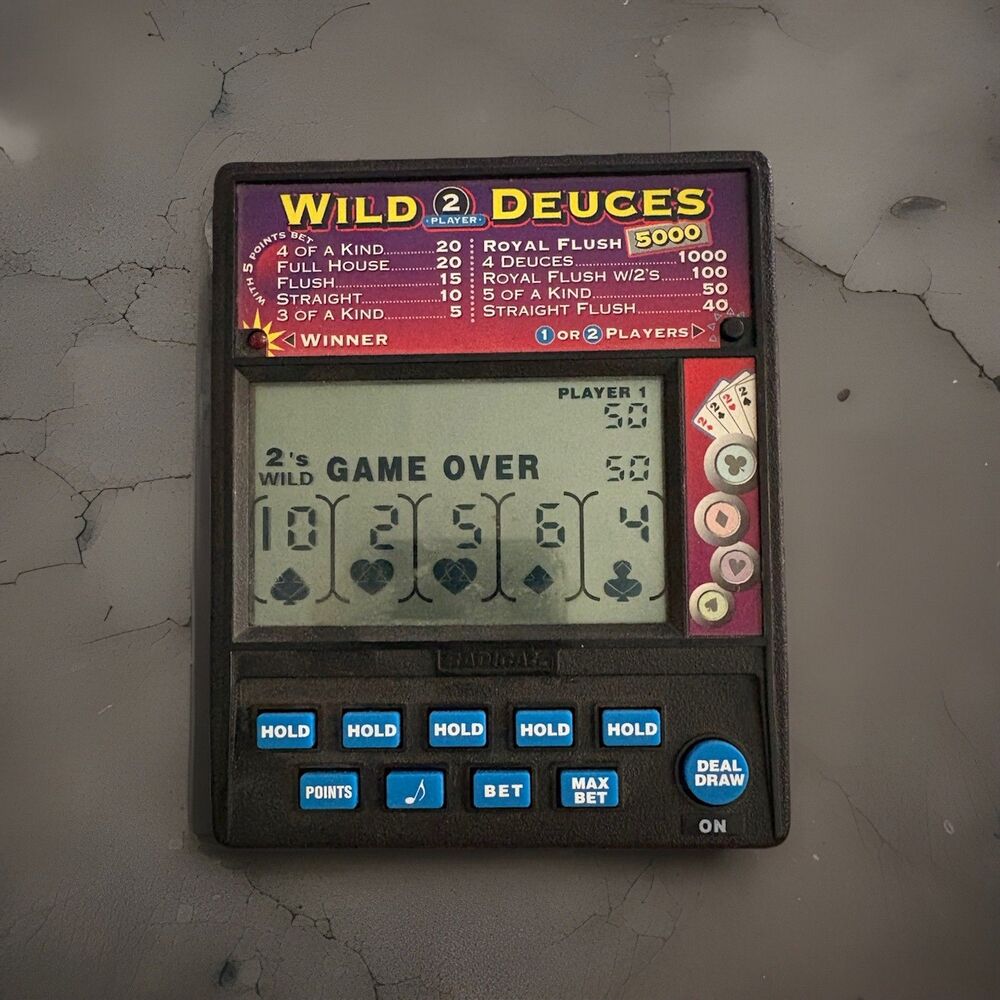 Vintage Working Radica Wild Deuces 2 Player Electronic Poker Game Model 915 90s